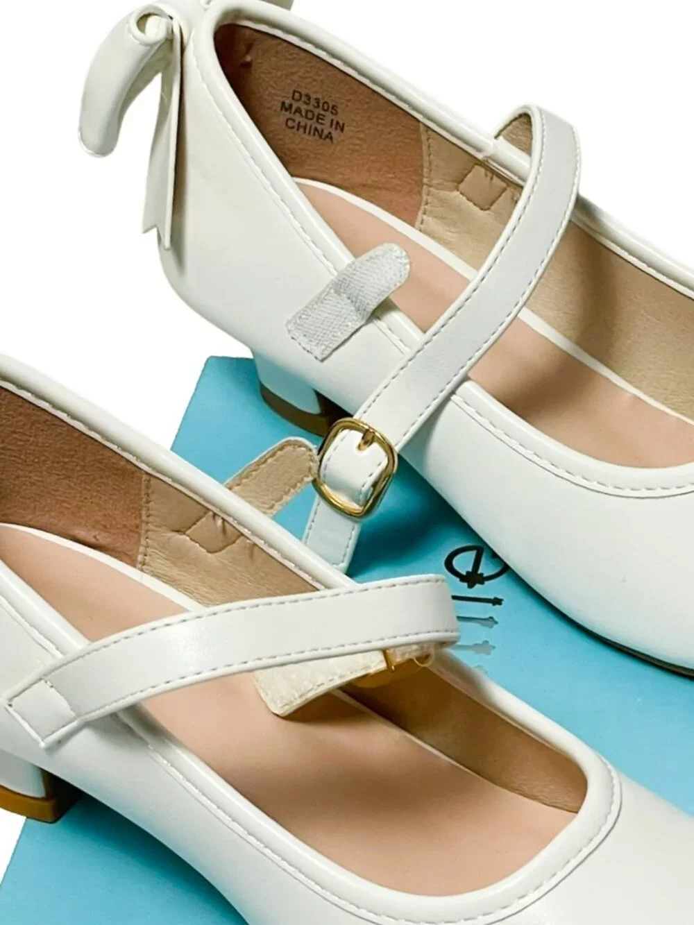 Girls White Flower Girl Heels Bow Back Mary Jane Dress Shoes Size 3